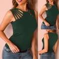 thumbnail image 3 of Scyoekwg Womens Fashion Tank Top Crew Neck Hollow Out Slim High Elastic Tank Tops Sling Summer Sleeveless Solid Color Suspenders Casual Dressy Blouse Comfy Tees Shirts (Green,XXL), 3 of 5