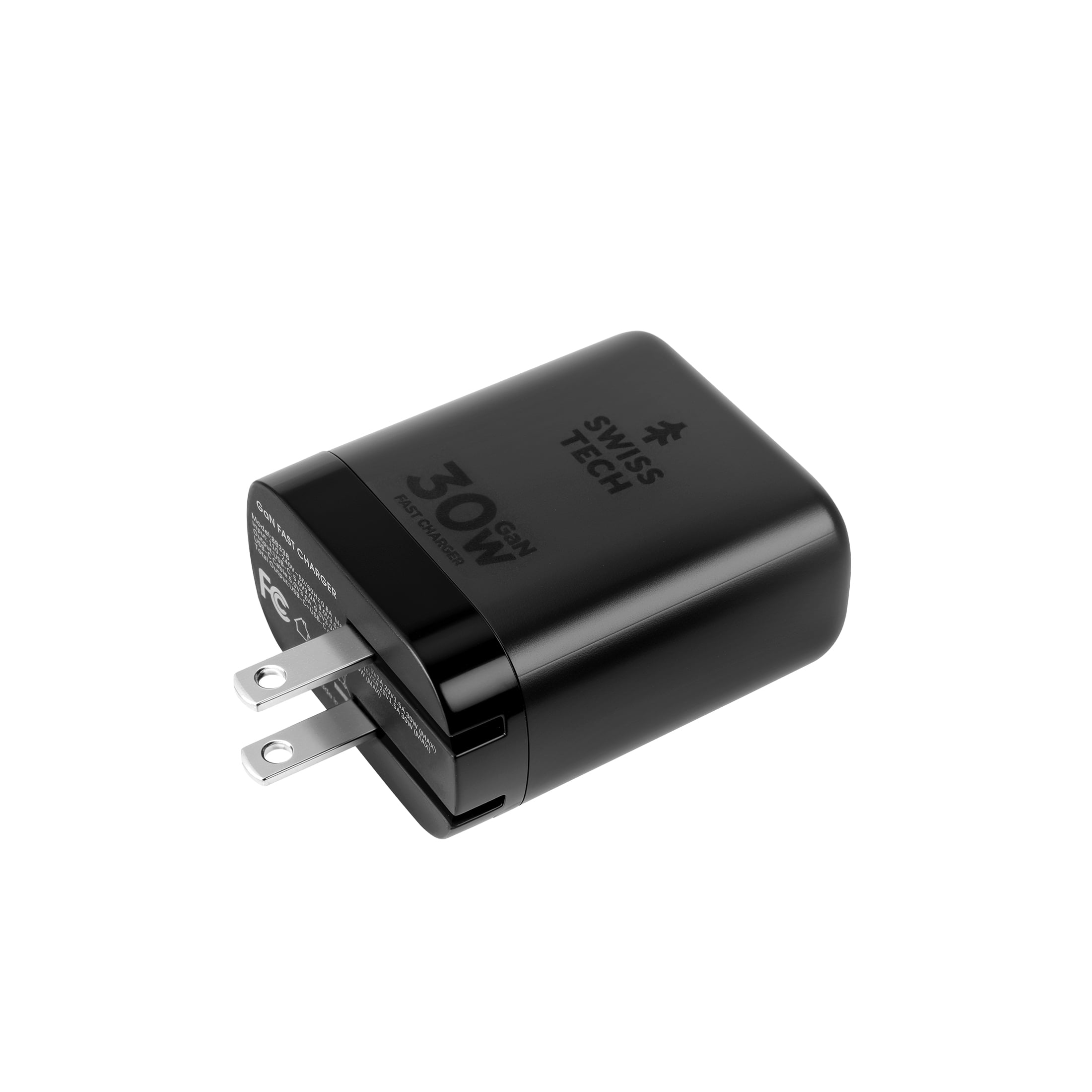 Swiss Tech Mussen 30W USB-C Wall Charger with Retractable Cable, Fast PD Charging