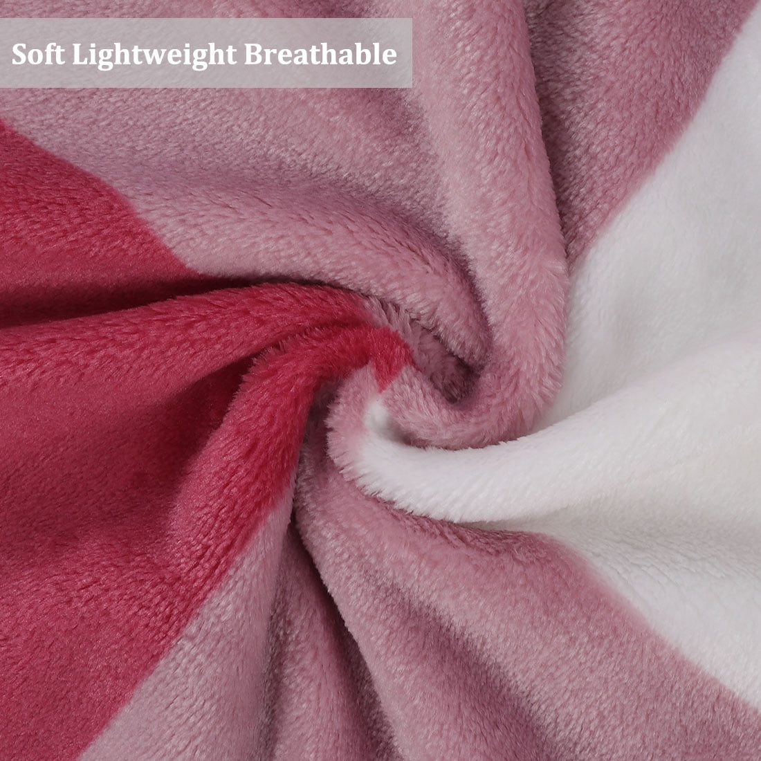 Unique Bargains Plush Buffalo Reversible Plaid Flannel Fleece Blanket, Twin, Blush+White