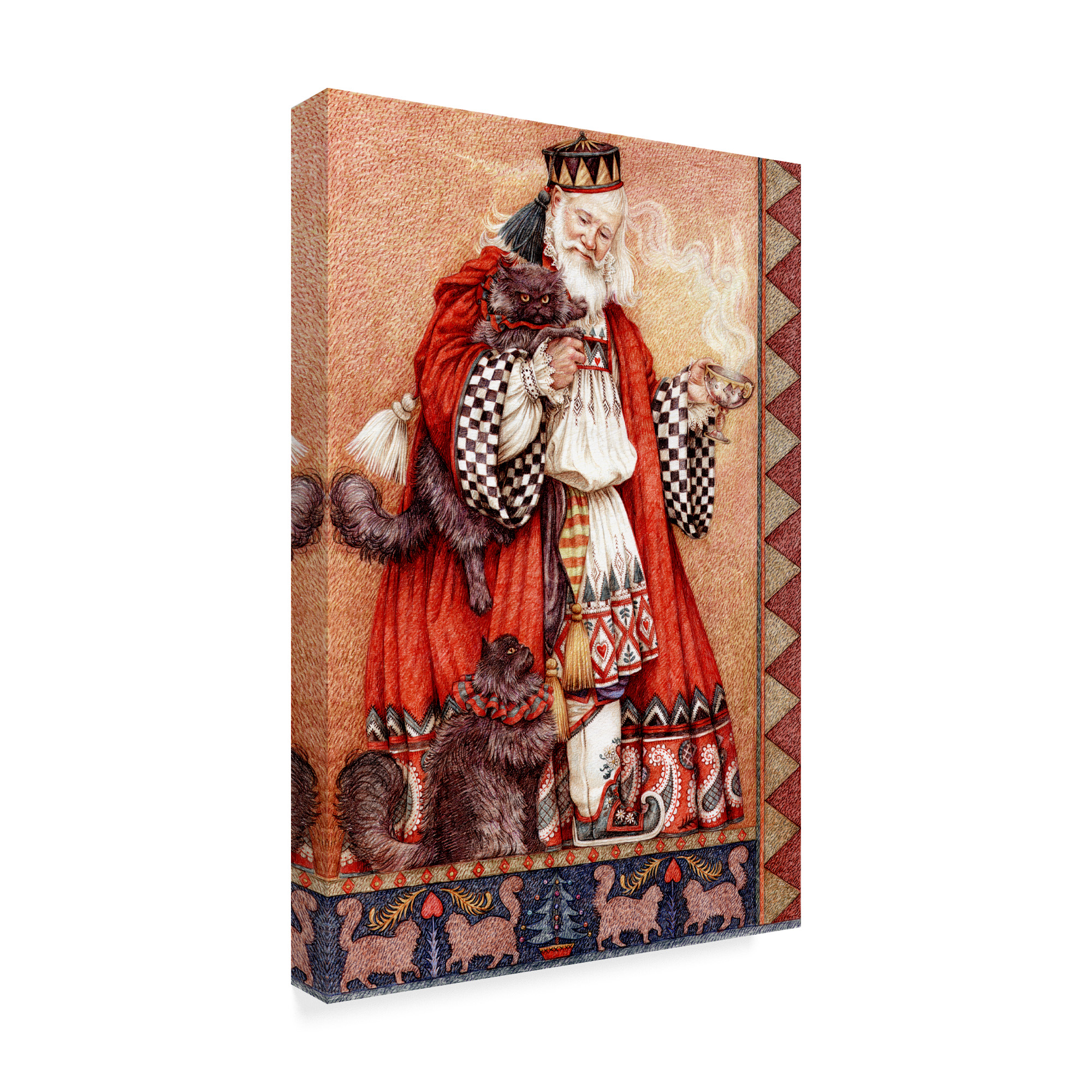 Trademark Fine Art 'Father Christmas and Cats' Canvas Art by Anne Yvonne Gilbert