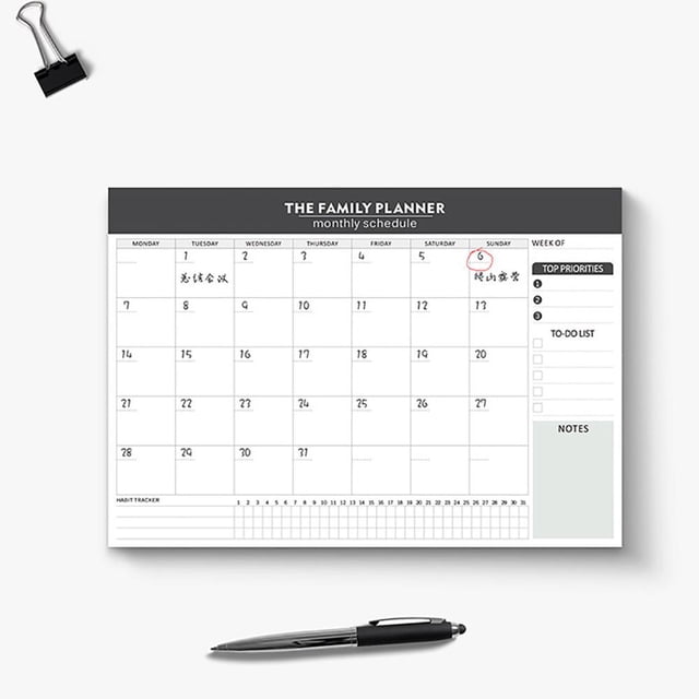 Feltree Monthly Planner Notebook with Removable Stickys Notes 52 Pages