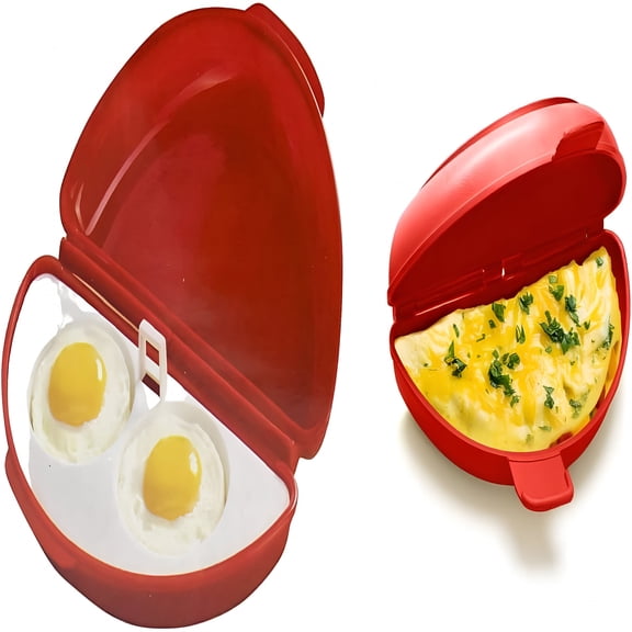 ACDANC Two in One Microwave Omelet Maker   Egg Poacher All In One Dish On The Go Quick N Easy Breakfast BPA Free Plastic