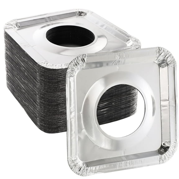 40 Pack Aluminum Foil Stove Burner Covers,8.5" Square Disposable Gas Burner Liner,Gas Range Protector Bibs for keep Gas Range Clean