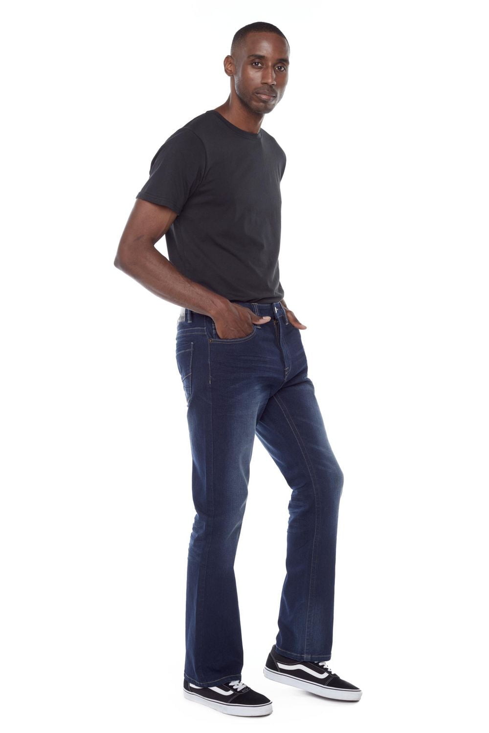 Jeaniologie ™ Jean bootcut à 5 poches pour homme - Rinçage indigo foncé Taille 28 - 38