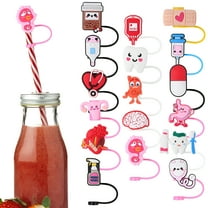 ACDANC 17 Pcs Straw Cap Straw Tips Decorative Accessories Grad Straw Topper Straw Tip Cover