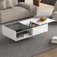 thumbnail image 2 of MODERNLUXE High Gloss Coffee Table with Storage,Rectangle Lift Top Coffee Table with Glass Top & LED Lights for Home Office,White, 2 of 7