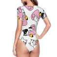thumbnail image 4 of The Xecao French Bulldog Duck Women's Crew Neck Body Suit, a short-sleeved bodysuit and basic swimsuit, both comfort and style for dating and daily life, 4 of 9