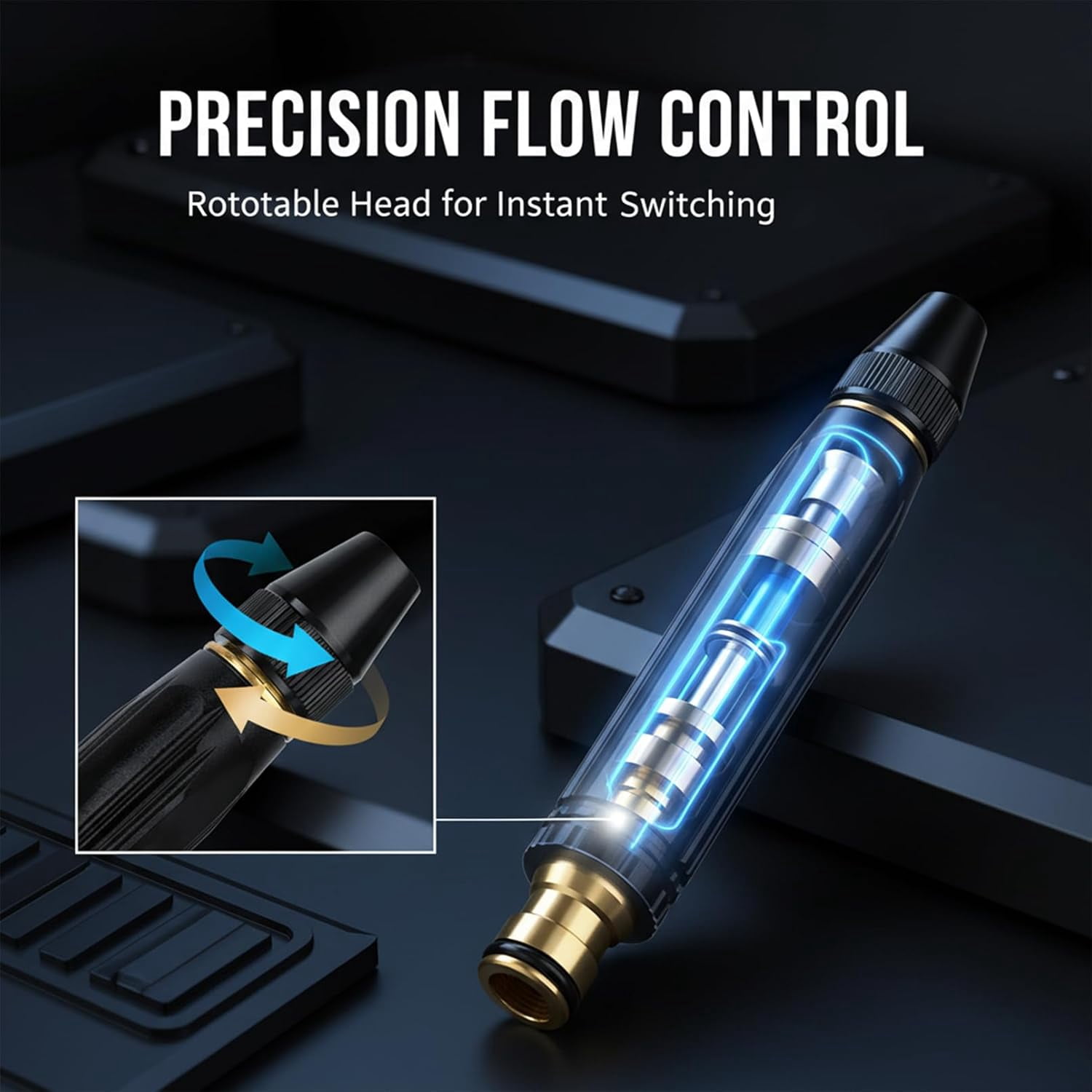【Starter Pick】High Pressure Hose Nozzle Heavy Duty, Brass Garden Hose Nozzle Direct Jet Stream, Water Hose Nozzle for Car Washing, Patio Cleaning, Watering – 3/4" Standard Fit