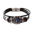 thumbnail image 2 of Naierhg Faux Leather Bracelet Bohemian Multilayer Beads Vintage Geometric Decorative Gift Men Women Turkish Evil Eye Charm Bracelet Jewelry for Daily Life, 2 of 8