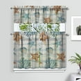 thumbnail image 2 of Kitchen Curtains 36 Inch Short - 3 Panel Set, Nautical Starfish Beach Seashell Mermaid Theme, Rod Pocket Window Curtain for Tropical Farmhouse, Easy Wash, 2 of 6