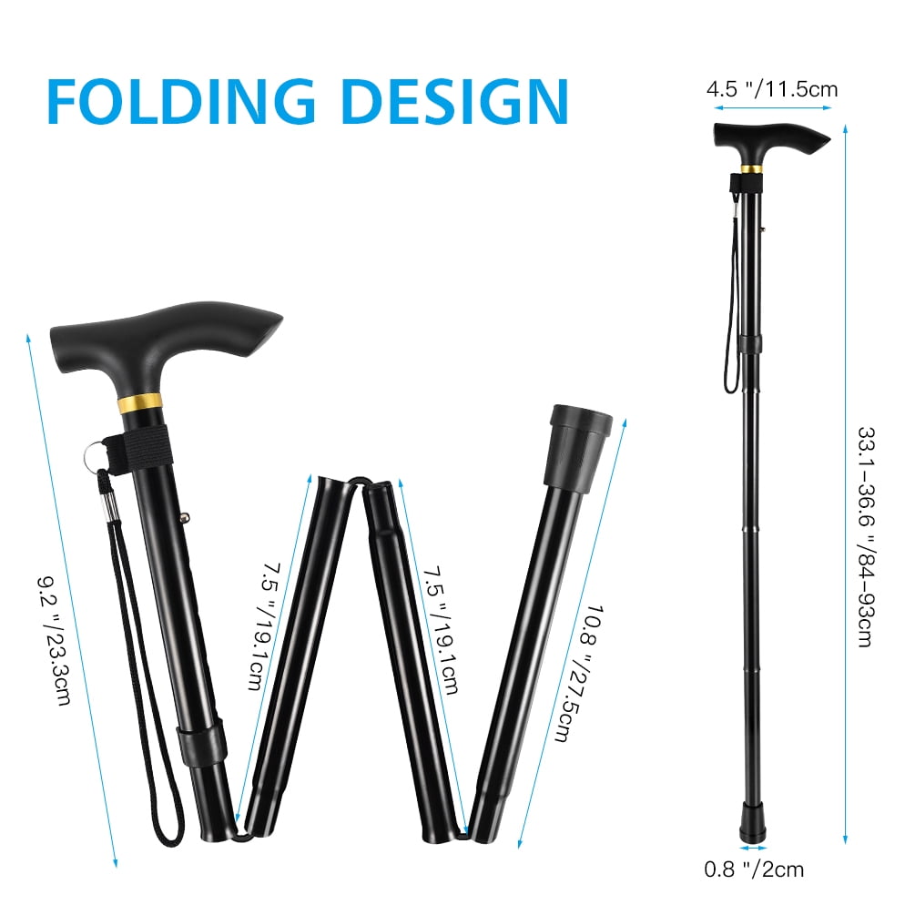 RUNACC Folding Walking Stick Lightweight Adjustable Canes With Wrist