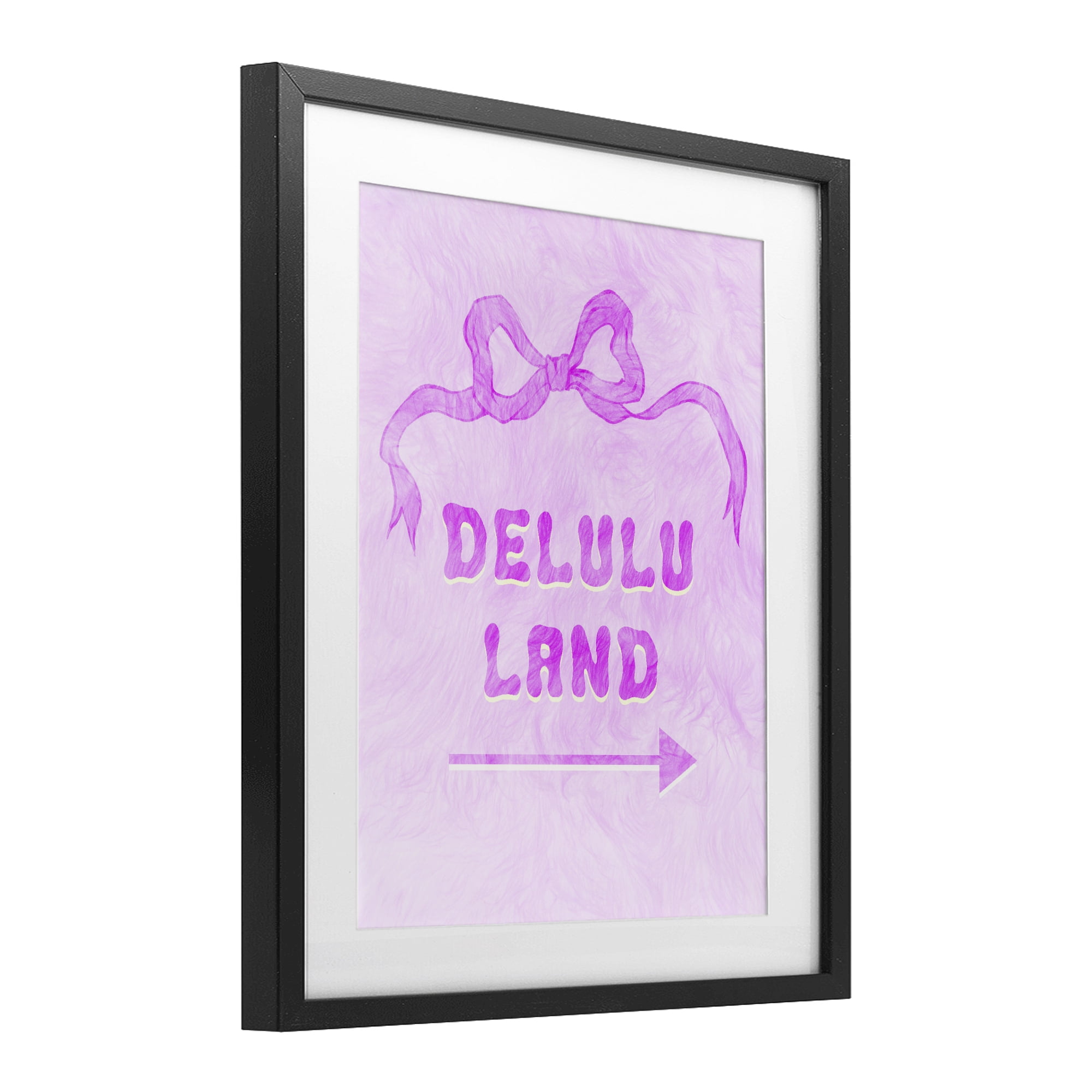 Stupell Industries Delulu Land Feminine Ribbon Black Framed Print Under Glass, design by Ziwei Li
