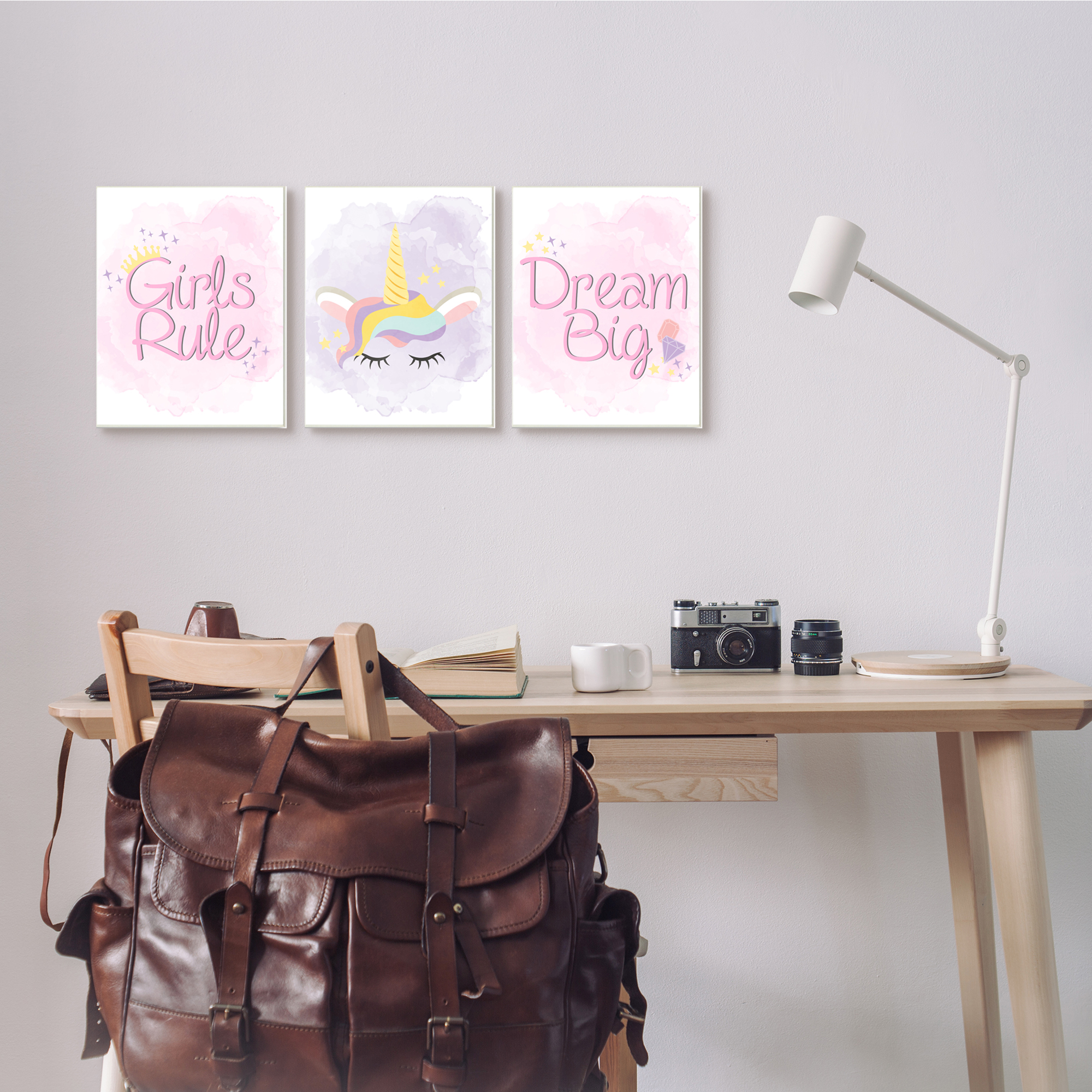 Stupell Indtries Girls Rule Dream Big Star Crown Unicorn,10 x 15,Design by Kim Allen