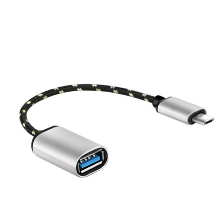 TSV Aluminum Alloy Braided Micro USB Male to USB Female OTG Adapter Cable