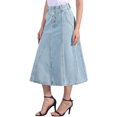 thumbnail image 4 of Faldas de mezclilla largas de mujer inspiradas en Chic, con cintura alta, desgastadas, midi, con bolsillos, M, azul claro, 4 of 6
