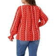 thumbnail image 4 of DARING DIVA Women's Plus Notch V Neck Drawstring Tassel Tie Blouse 1X Red, 4 of 6