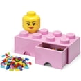 thumbnail image 3 of Room Copenhagen: LEGO Brick 2 Drawer Storage - 8 Knobs, Light Pink - 19.7 x 9.8 x 7.1", Stacking Container, Holds 1600 Blocks, Toy Home Organizer Box, 3 of 10