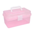 thumbnail image 1 of Caja de almacenamiento de herramientas para uñas, con asa, organizador multiusos de mano, soporte para herramientas de manicura para peluquería, hogar Rosa, 1 of 9