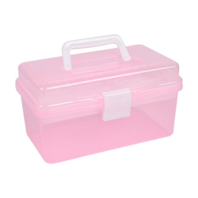 Caja de almacenamiento de herramientas para uñas, contenedor de cepillos de uñas, organizador de equipos con mango para SPA, oficina, peluquería, Rosa