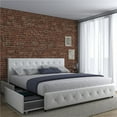 thumbnail image 2 of DHP Dean White Faux Leather Upholstered King Bed with Storage, 2 of 15