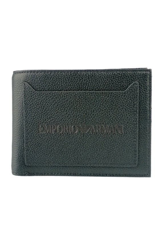 Pre-Owned EMPORIO ARMANI Men's Bifold Wallet EM001580 AF13788 Black Leather (Good)