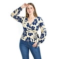 thumbnail image 1 of Blusa con escote cruzado Roman Fashion / Juvenil, 1758 (Marino flor) azul marino CH, 1 of 3