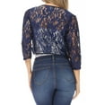thumbnail image 7 of MOA COLLECTION Women's Casual Lace Bolero Crochet Open Cardigan 3/4 Sleeve Sheer Cover Up Jacket, 7 of 7