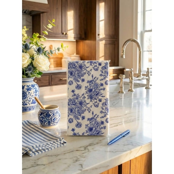 20-Count Chinoiserie Blue Disposable Paper Napkins, 2-Ply Soft Beverage & Party Napkins for Entertaining