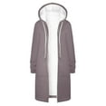 thumbnail image 5 of Womens Hoodies Coat Fall Winter Warm Pockets Drawstring Zipper Open Thin Hooded Jackets Long Cardigans Tops Outwear Her Leather Coat Bed Jacket Vests for Women Night Light Jacket Women Jacket Women, 5 of 6