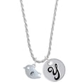 thumbnail image 1 of Delight Jewelry Silvertone Little Bird Initial - E - Silvertone Script Initial Disc - Y - Charm Necklace, 20"+3", 1 of 4