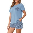 thumbnail image 5 of DremFish Women's Pajamas Sets Short Sleeve Lounge Sets Sleepwear Casual 2 Piece Pjs with Pockets, 5 of 7