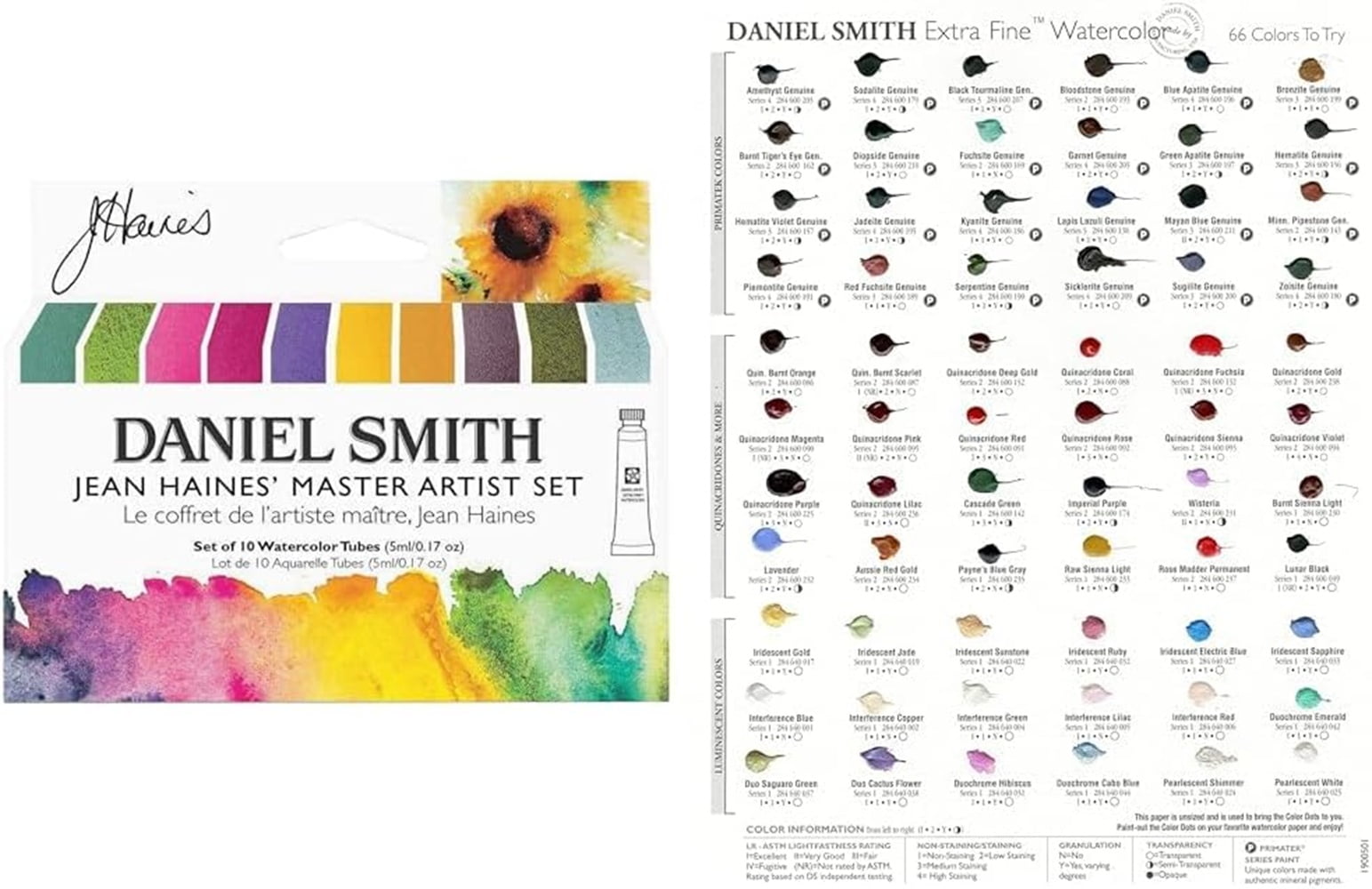 DANIEL SMITH Watercolor, 5ml tubes, Jean Haines Master Artist Set 10 Watercolor Tubes