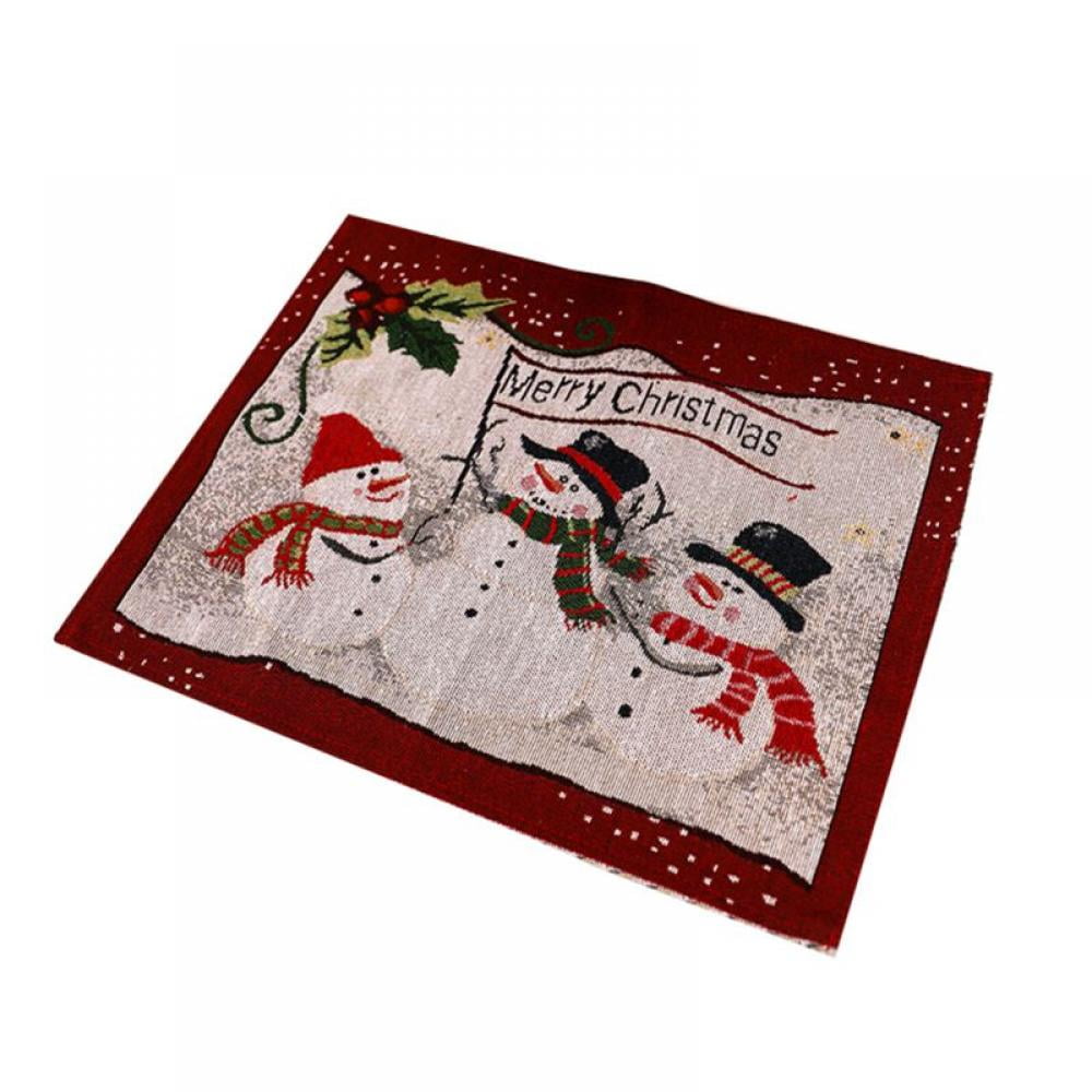 Christmas Holiday Woven Placemats Reversible Cotton Burlap Christmas