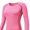 thumbnail image 3 of Vivianyn HD Women's Raglan Sleeve Long Sleeve Athletic T-Shirt, Casual Fitted Workout Top,Hot Pink,Size S-XXXL, 3 of 4