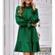 thumbnail image 1 of Vestido de volantes de manga larga con cuello simulado para mujer Mini vestido casual de línea A de color puro ANGGREK  Otros, 1 of 6