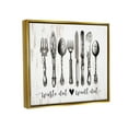 thumbnail image 4 of Stupell Industries Waste Not Want Not Silverware Drawing Metallic Gold Framed Floating Canvas Wall Art, 16x20, by Lettered and Lined, 4 of 5