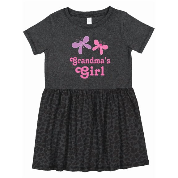 Inktastic Grandma's Girl Grandchild Butterfly Girls Toddler Dress