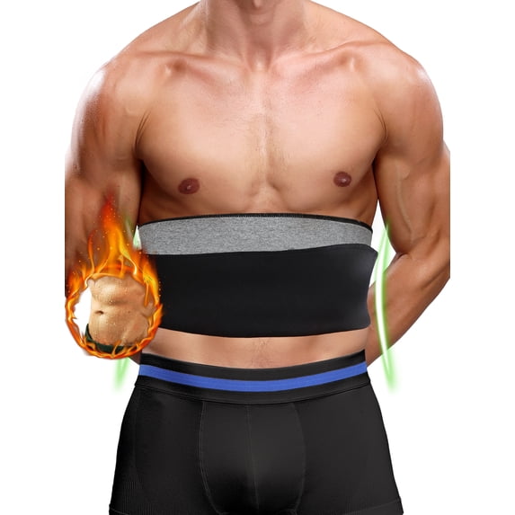 QRIC Men's Waist Trainer Sauna Workout Waist Trimmer Seamless Compression Waist Band for Weight Loss Sauna Slimming Waist Band Cincher for Running, Gym, Sports, Workout