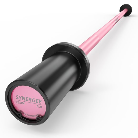 Synergee Kids Pink 5lb Barbell Child’s Weightlifting Bar with 2" Sleeves. Beginner Training Bar for Boys & Girls. Youth Fitness & Strength Training.