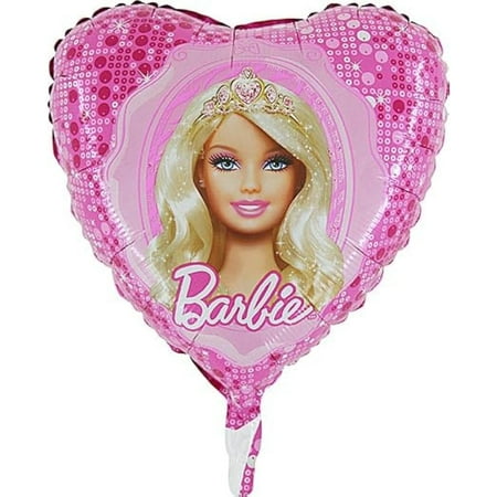 ® 18 Inch Barbie Wearing Tiara Heart Shaped Character Foil Balloon - Kids Party Decorations