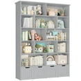 thumbnail image 6 of Homfa 68.9" Tall Toy Storage Organizer, 12 Storage Cubbies Bookcase with 4 Drawers for Playroom Living Room, Gray, 6 of 7