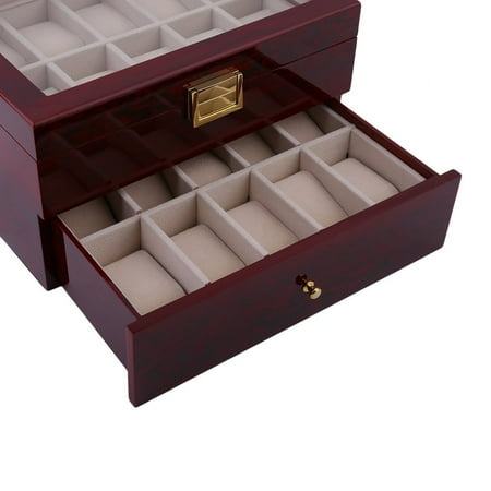 20 Grids Wood Watch Display Case Jewelry Storage Holder Gift Box Organizer