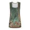 thumbnail image 5 of Green Womens Tops Summer Tank Tops for Women 2025 Loose Fit Pleated Square Neck Sleeveless Shirt Curved Flowy Vest Basic Cotton Tee Shirts for Women, 5 of 6
