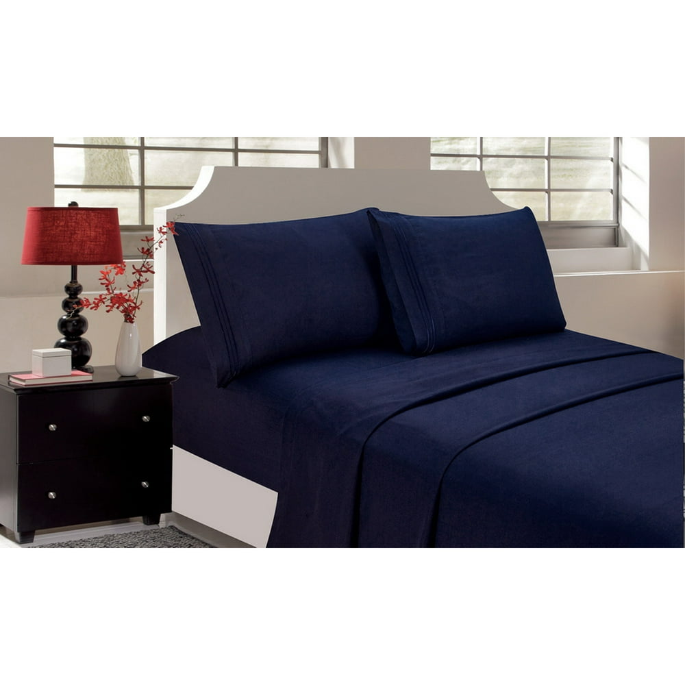 Bed Sheet Set for King Size Bed, Royal Blue Luxury 4-Piece Bed Set