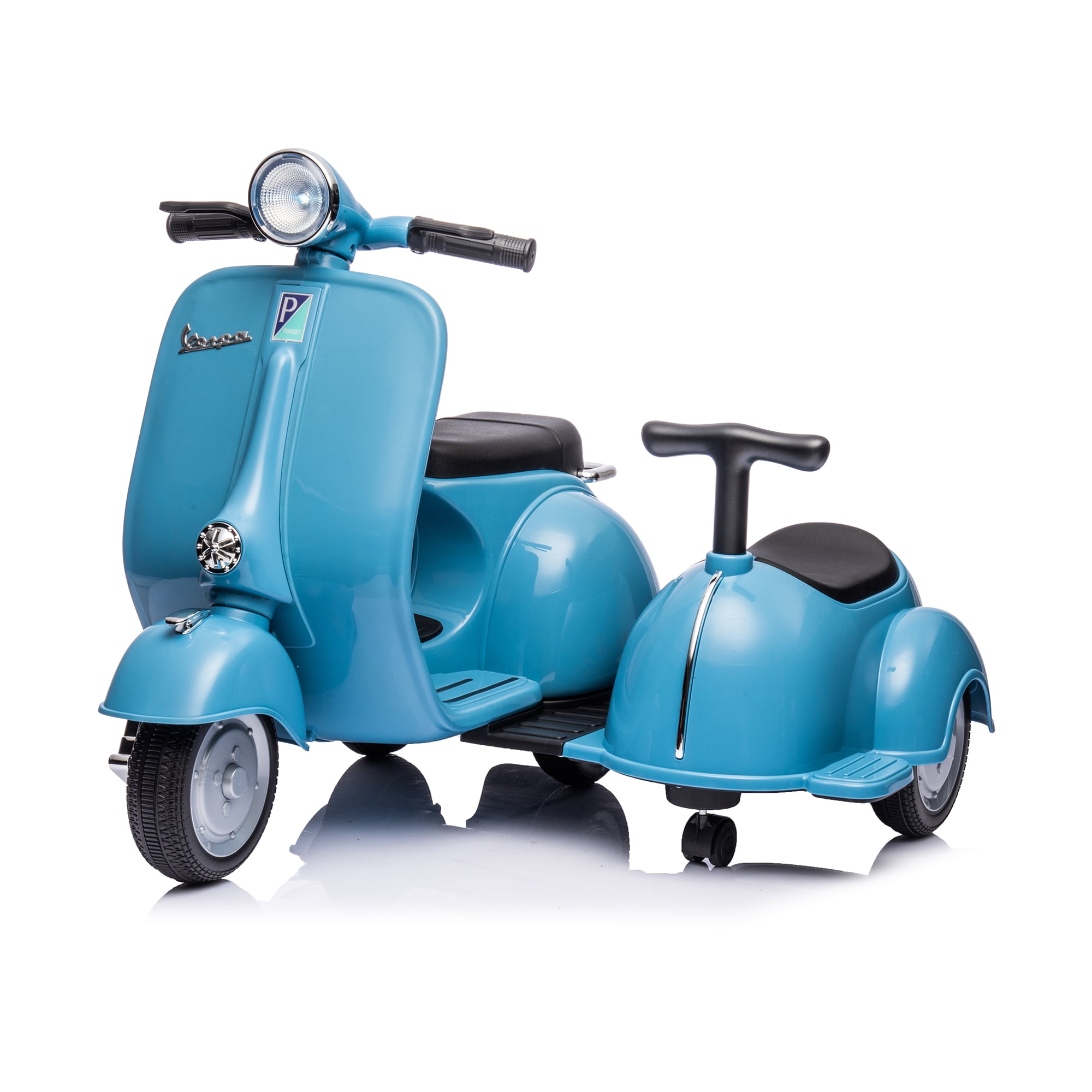 CIPACHO 6 V Licensed Vespa Scooter Ride On Motorcycle with Side Car for Kids, 3-Wheel Electric Kids Car, Blue CIPACHO 6 V Licensed Vespa Scooter Ride On Motorcycle with Side Car for Kids, 3-Wheel Electric Kids Car, Blue