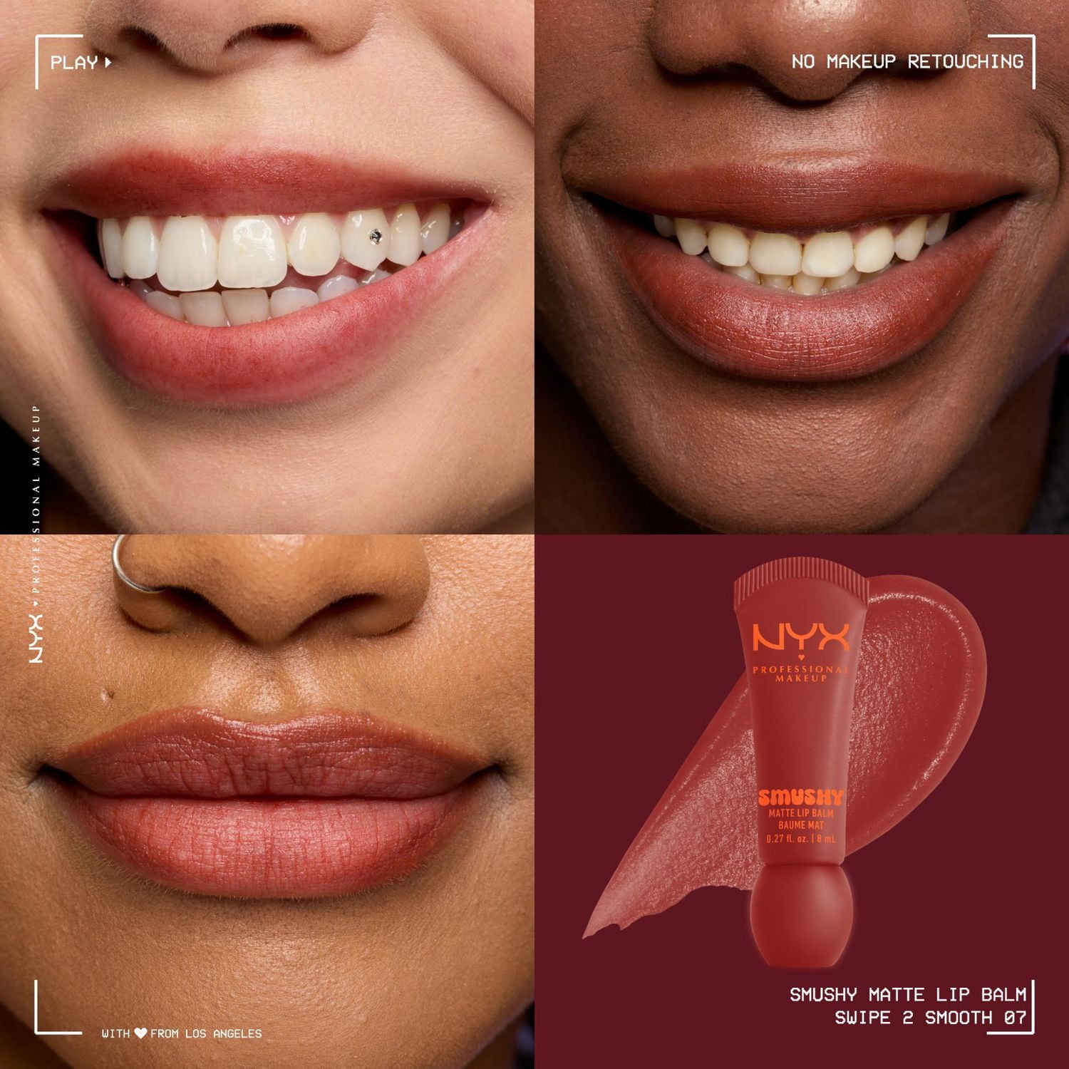 NYX Professional Makeup Baume à lèvres mat Smushy Tenue confortable