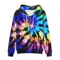 thumbnail image 5 of Renewold Long Sleeve Drawstring Sweatshirts Size S Full Zip Up Hoodies for Women Boho Tie Dye Print Tops Elasticity No Pilling Coat Outdoor Leisure Vacations Outfits with Pocket, 5 of 5
