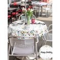 thumbnail image 4 of Outdoor Tablecloth with Umbrella Hole and Zipper, White Birthday Round Table Cloth 54 Inch Waterproof Tablecloth, Colorful Confetti Ribbons Polka Dots Classroom Picnic Table Cover for Patio Camping, 4 of 7