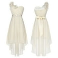 thumbnail image 1 of Zaldita Robe de Demoiselle d'Honneur pour Fille à une Épaule en Mousseline Asymétrique Junior, Robe de Bal de Fête, Champagne 16, 1 of 8
