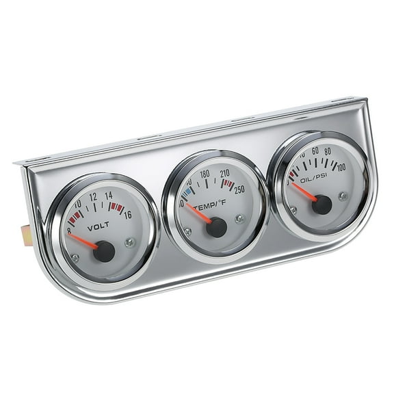 Kit 52MM Oil Pressure Fahrenheit Water Temperature Gauge Voltmeter Chrome 3 In 1 Gauge Kit  Car Motorcycle Meter